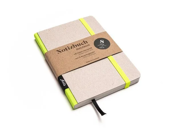 tyyp tyyp Notizbuch A6 – 100% Recyclingpapier – handmade – Klassik Öko, Neon, – Produktbild 2 von 4