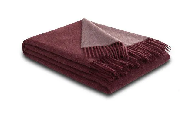 biederlack biederlack Plaid Wohndecke wunderschöne Farben Wolle-Kaschmir-Mix -jetzt in 2 Größen, Bordeaux-parfait neu, – Produktbild 2 von 4