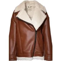 Will's Vegan Store Will's Vegan Store Herren vegan Herren Oversized Recycled Vegan Shearling Aviator Jacket Braun, Braun, – Produktbild 3 von 3
