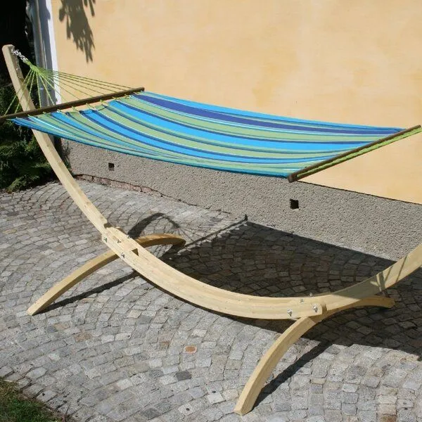 MacaMex MacaMex Caribe Grande XL Stabhängematte, Hängematte mit Holzstab aus langfasriger Baumwolle, Dorada (blau), – Produktbild 2 von 2