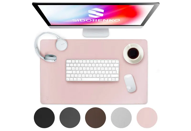 MAXLVL Gaming Mauspad Schreibtischunterlage - Mauspad mit Vernähte Kanten - abwaschbar (60x35 cm, Schreibtisch Unterlage für Büro), Tischunterlage Schreibtisch aus PU-Leder, Rosa, – Produktbild 1 von 5