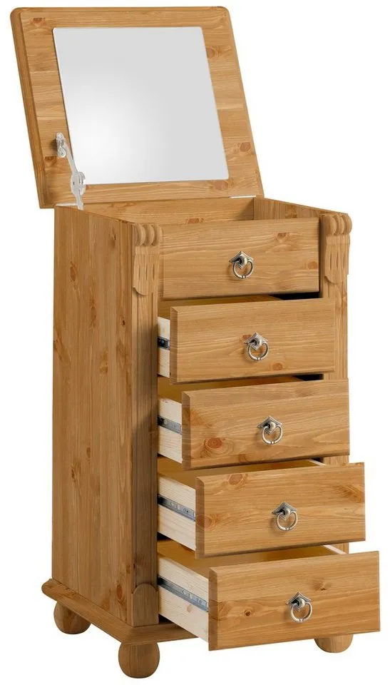 OTTO home Schubkastenkommode Tessin, Schminkkommode mit Spiegel, aus massiver Kiefer, FSC®-zertifiziert, Beige, – Produktbild 4 von 5