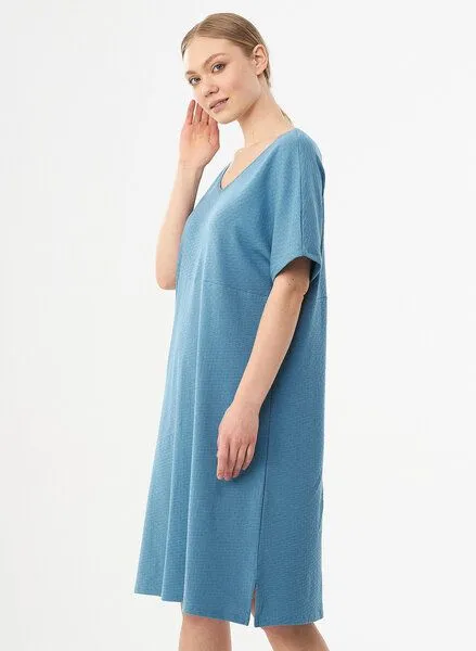 ORGANICATION ORGANICATION Jerseykleid aus Bio-Baumwolle, Petrol blue, – Produktbild 3 von 4
