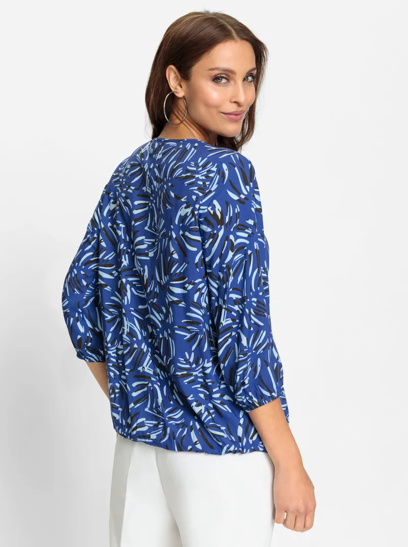 Witt Druckbluse royalblau-graphit-bedruckt, Royalblau-graphit-bedruckt, – Produktbild 2 von 2