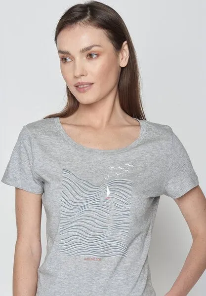 GreenBomb GREENBOMB Nature High Sea Loves - Sportliches T-Shirt aus Bio-Baumwolle / hochwertiger Print / GOTS / Fair & Vegan, Grau (heidegrau), – Produktbild 4 von 4