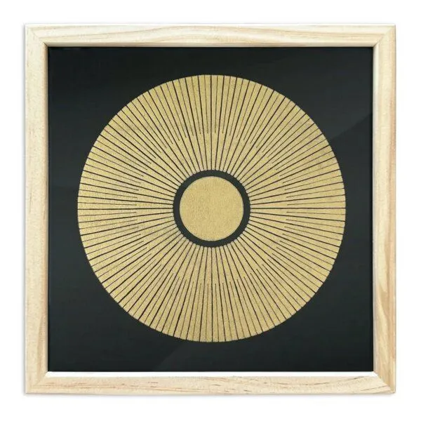 Veskor Cassiopeia Veskor Cassiopeia Gerahmt | CENTRAL SUN Heilige Geometrie Sonnen-Linoldruck | 20 × 20 cm in 22 × 22 cm Rahmen | Gold, Weiß, – Produktbild 3 von 4