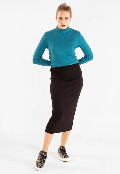 Alma & Lovis Alma & Lovis Rollkragen-Pullover aus Bio-Baumwolle | Rolli, Achat (petrol), – Produktbild 4 von 4