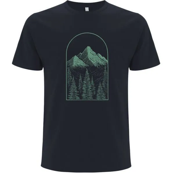 Spreecult Spreecult LineArt Nadelwald - Bio und Fair - Männer Unisex T-Shirt - Line Art Wald Berge, Grau, – Produktbild 1 von 2
