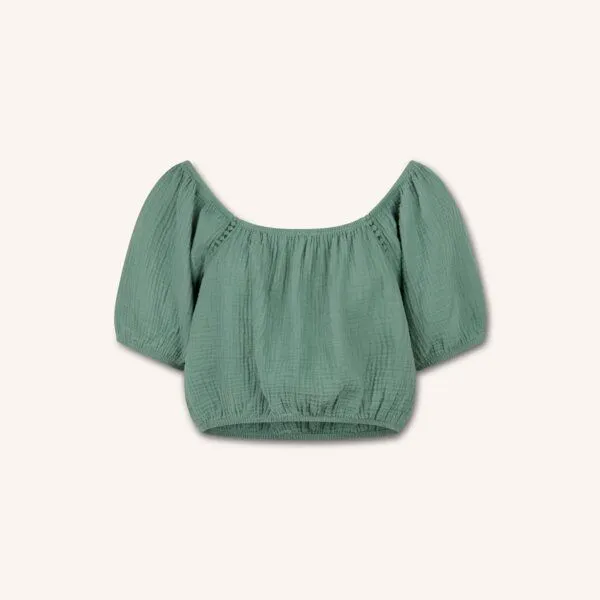 NORDLICHT NORDLICHT Damen Musselin Crop Top aus Bio-Baumwolle MAILIN, Grün, – Produktbild 1 von 2