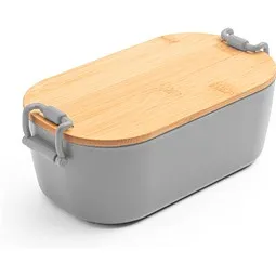 hi!dea™ hi!dea™ MAHLEB. Luftdichte PP-Box mit Bambusdeckel, Hellgrau, – Produktbild 1 von 1