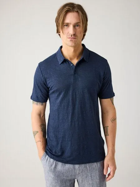 KnowledgeCotton Apparel KnowledgeCotton Apparel Poloshirt Regular aus Bio-Leinen, Grau (ultimate-grey), – Produktbild 2 von 4
