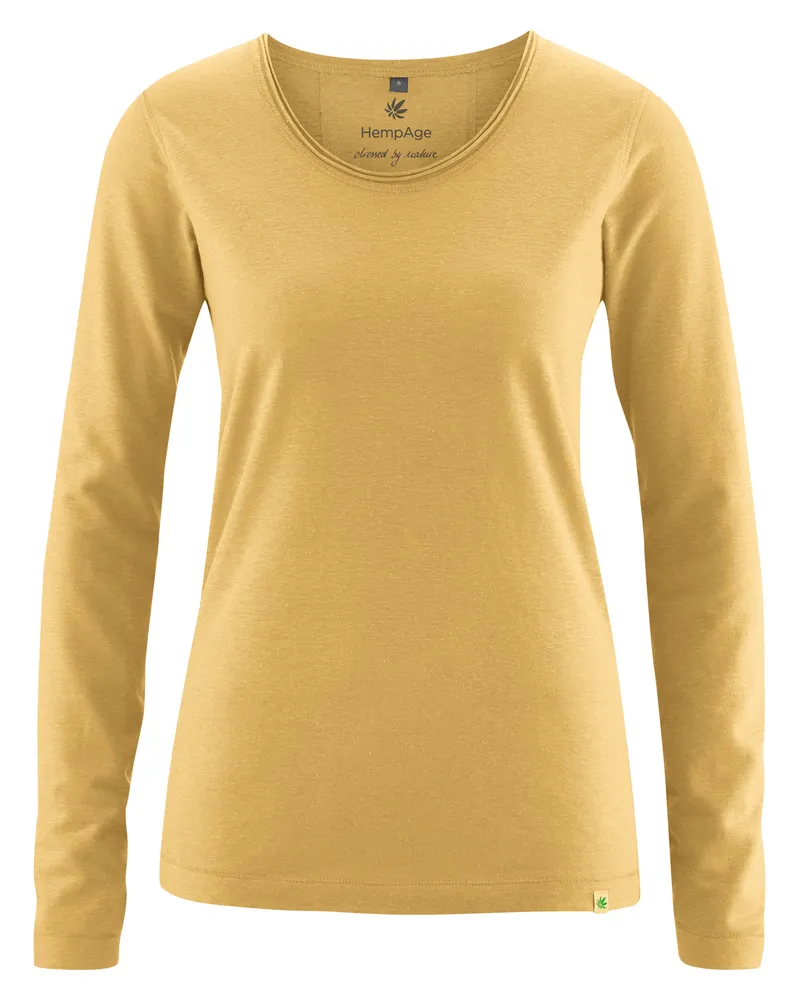 HempAge Hempage Damen vegan Langarm-T-Shirt In Dijon Gelb, Gelb, – Produktbild 1 von 2
