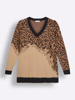 sheego sheego Jacquard-Pullover schoko-cognac-gemustert – Produktbild 1 von 1