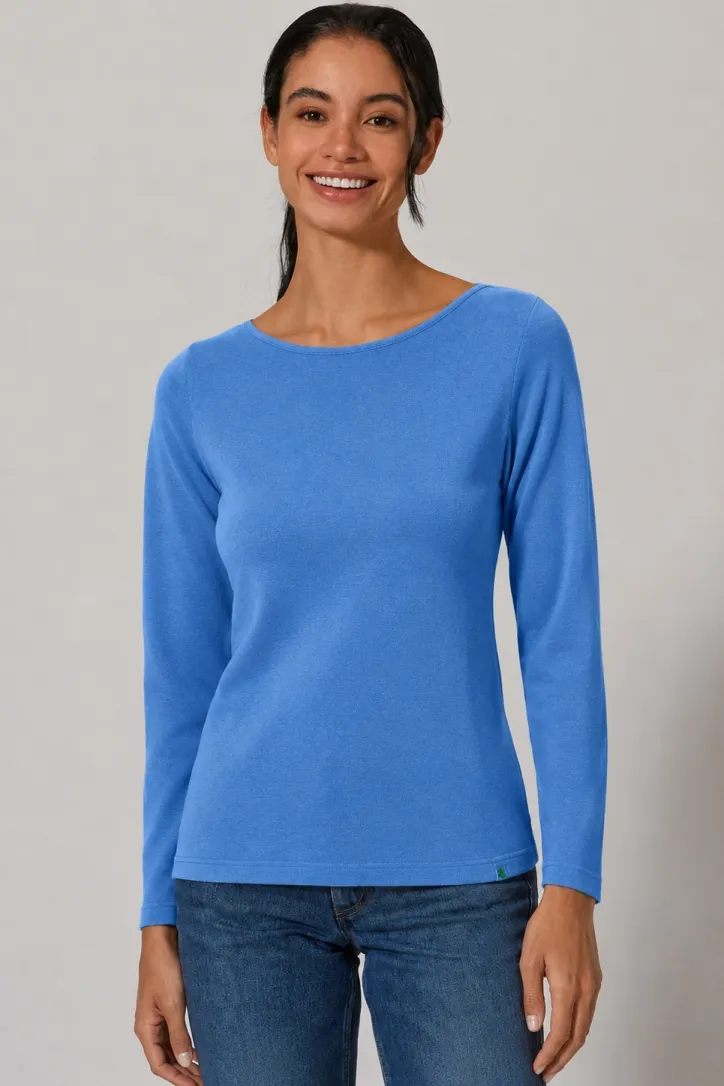 HempAge Hempage Damen vegan Langarm Top In Ozeanblau, Blau, – Produktbild 2 von 4