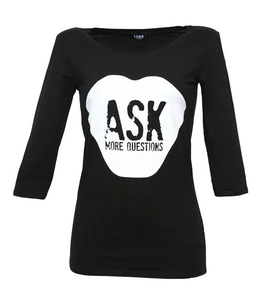 Lena Schokolade Lena Schokolade Ask More Questions - Sleeve Shirt, Schwarz, – Produktbild 1 von 1