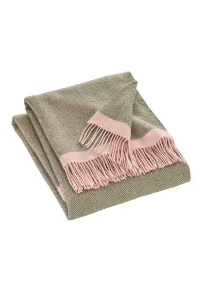 hessnatur hessnatur Plaid JONNE aus reiner Bio-Lambswool, Oliv, – Produktbild 2 von 2