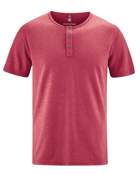 HempAge HempAge Herren Henley T-Shirt Hanf/Biobaumwolle, Barolo(rot), – Produktbild 2 von 4