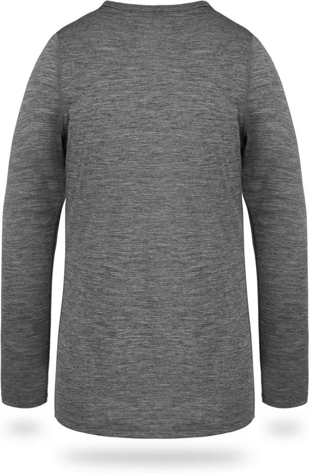 normani Funktionsshirt Kinder Merino Langarm Broome Ski-Thermounterwäsche aus 100 % Bio-Merinowolle für Junge und Mädchen, Blau|grau, – Produktbild 4 von 5