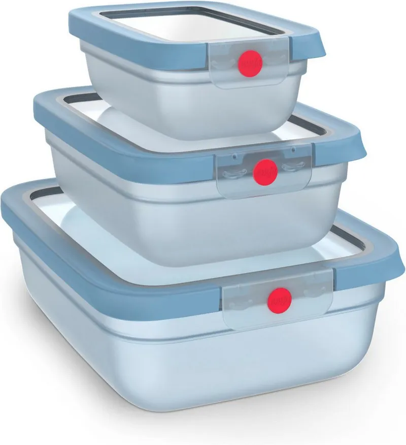 EMSA EMSA 3er-Set Frischhaltedosen aus Kunststoff "oneClick" 0,5l, 1,2l, 2,3 l, Blau, – Produktbild 3 von 6