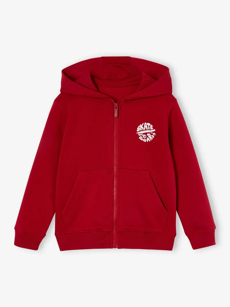 Vertbaudet Jungen Kapuzensweatjacke BASIC, Rot, – Produktbild 1 von 3