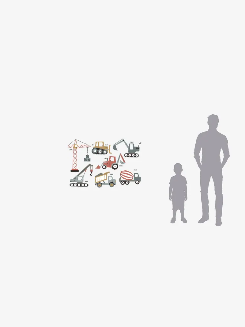 Vertbaudet Kinderzimmer Wandsticker BAUSTELLENFAHRZEUGE, Rot, – Produktbild 3 von 3