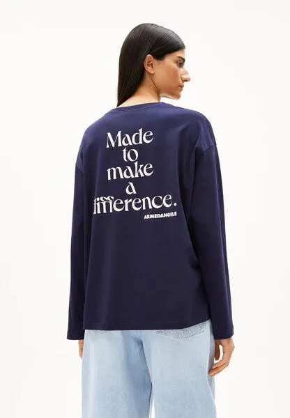 ARMEDANGELS ARMEDANGELS FIETAA DIFFERENCE Damen Longsleeve aus Bio-Baumwolle, Tinted navy, – Produktbild 2 von 4