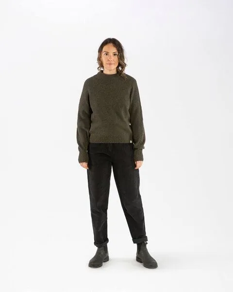 MATONA Matona Strickpullover mit Zopfmuster für Frauen aus Bio-Baumwolle und Lammwolle / Cable Knit Sweater, Olive, – Produktbild 3 von 4