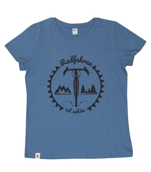 päfjes päfjes Radfahren ist schön - Gravel - Frauen T-Shirt - Fair aus Baumwolle Bio, Blau, – Produktbild 2 von 4