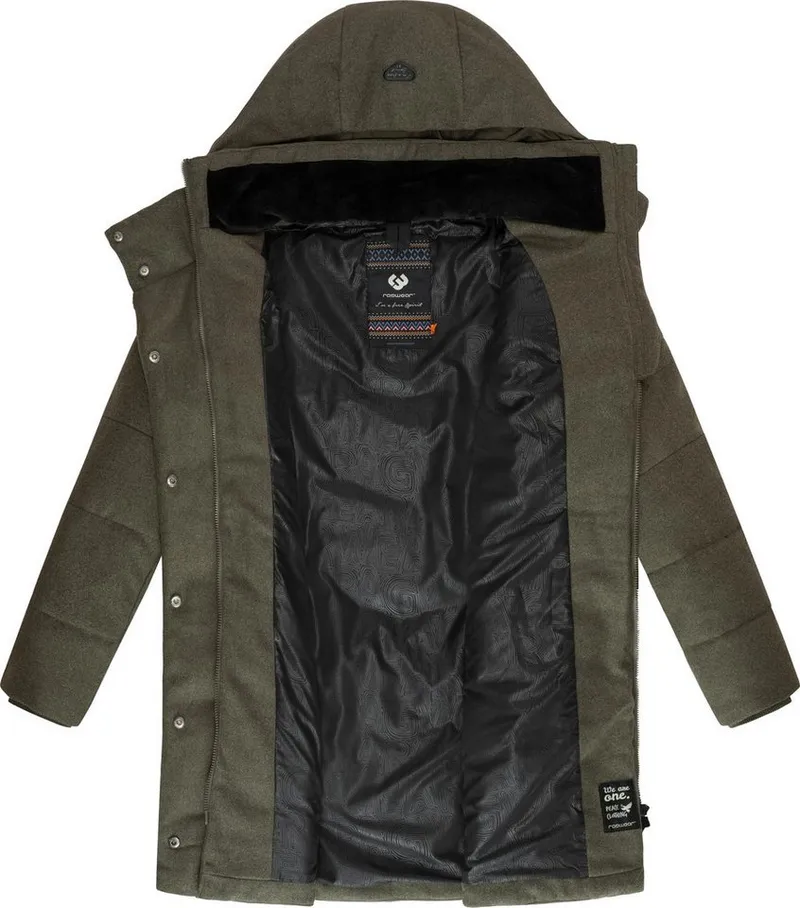 ragwear ragwear Wintermantel Pavla Coat stylischer Damen Steppmantel in Woll-Optik, Grün, – Produktbild 1 von 4