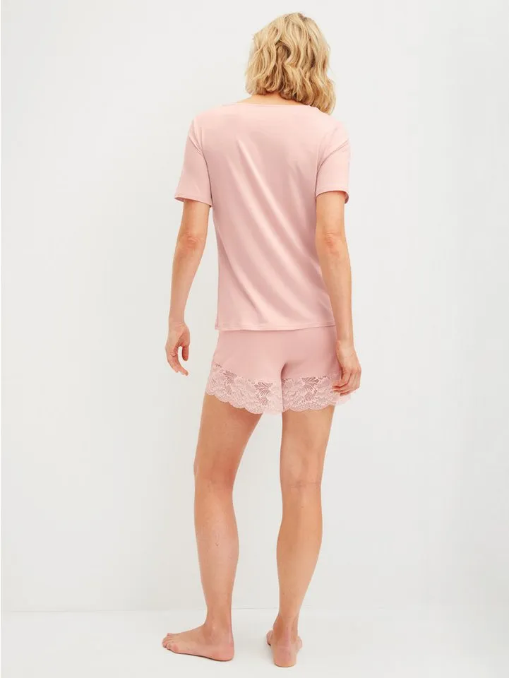 CALIDA CALIDA Shorty Elegant Dreams (2 tlg) feminine Details-Spitze, seidig-weicher Griff, Kurzarm, Rosa, – Produktbild 3 von 5