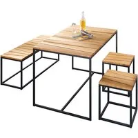Gartenmöbel-Set "Alois", 4-teilig, 2 Hocker, Bank, Tisch 120 x 78 cm – Produktbild 1 von 1