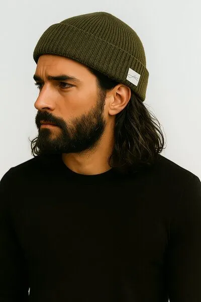 Lou-i Lou-i Fisherman Mütze Merinowolle unisex, Olivgrün, – Produktbild 3 von 3