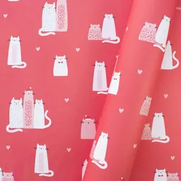 Bow & Hummingbird Bow & Hummingbird Geschenkpapier Weihnachten mit Katzen „Christmas Cats“ – Rot, 100% Recyclingpapier, 69 × 48 cm - Weihnachtsgeschenkpapier mit Katzen – Produktbild 1 von 1