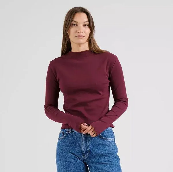 Dedicated DEDICATED Langarmshirt Ryd Rib - Fig Red – Produktbild 2 von 4