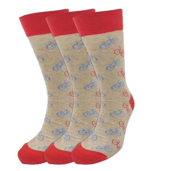 BLS Organic BLS Organic 3er PACK GOTS zertifiziert 98 % Bio Baumwolle Socken mit Fahrrad Print, Beige, – Produktbild 1 von 1