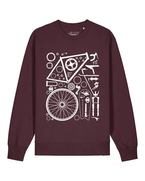 watapparel watapparel Sweatshirt Unisex Fahrradteile, Red brown, – Produktbild 1 von 2