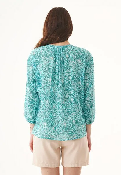 ORGANICATION ORGANICATION Bluse aus Bio-Baumwolle, Grün((emerald flower), – Produktbild 4 von 4
