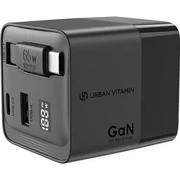 Urban Vitamin Urban Vitamin Mendocino 65W GaN-Charger mit einziehb. Kabel, schwarz – Produktbild 1 von 1