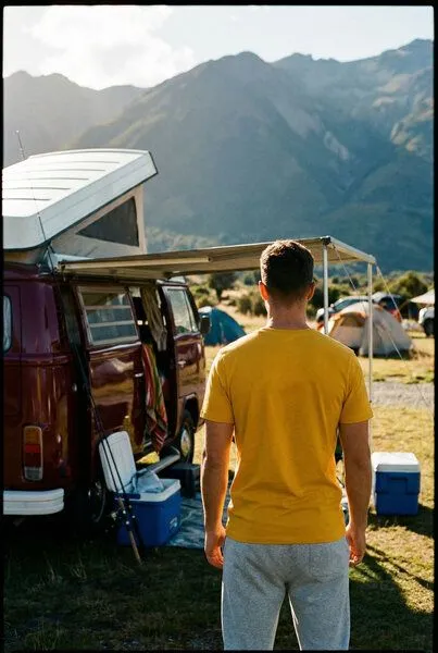 THE FACE OF ELEMENTS The Face of Elements Bold - Regular Fit T-Shirt aus 100% Bio-Baumwolle, Sunset gold (gelb), – Produktbild 3 von 4