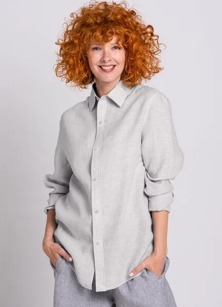 Heidekönigin Heidekönigin Leinen Hemdbluse Delavé, Azurblau, – Produktbild 2 von 3