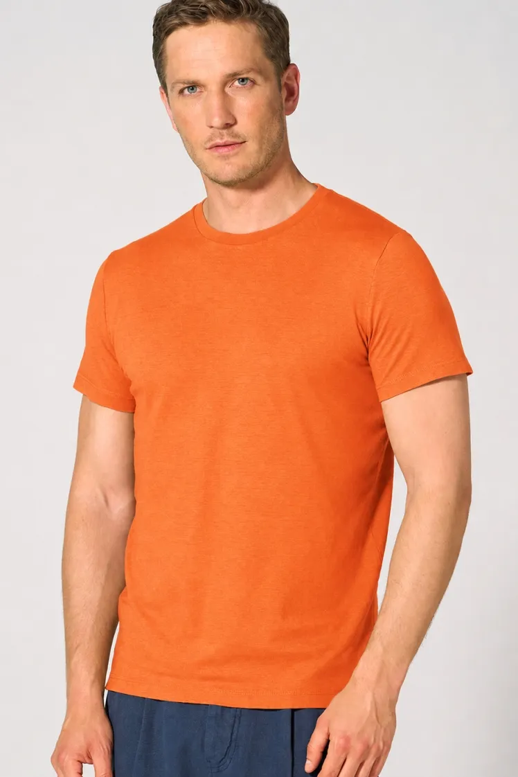 HempAge Hempage Herren vegan T-Shirt Slim Fit Nektarinenorange, Orange, – Produktbild 2 von 2