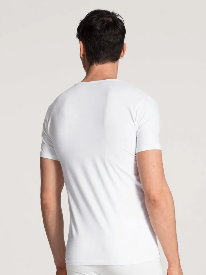 CALIDA CALIDA Kurzarmshirt Natural Benefit (2er Pack) V-Ausschnitt, feiner Single Jersey, elastisch, Weiß, – Produktbild 5 von 5
