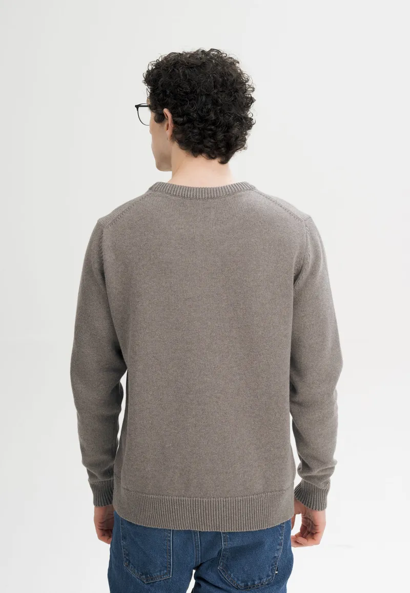 MELA MELA Herren vegan Strickpullover Charun Bear In Melange, Beige, – Produktbild 1 von 2