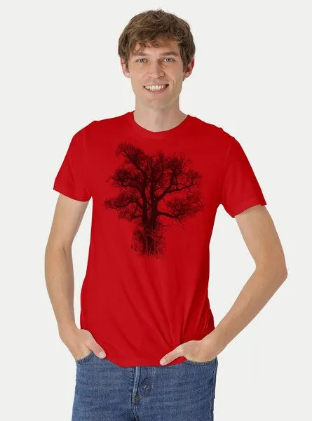 Peaces.bio - handbedruckte Biomode Peaces.bio - handbedruckte Biomode Bio-Herren-T-Shirt Chestnut, Rot, – Produktbild 2 von 3