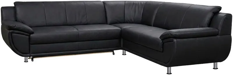 TRENDMANUFAKTUR Ecksofa Rondo 267 cm, elegant, bequem, Breite, L-Form, Chromfüße, L-Form, wahlw.mit Federkern, Füße chromfarben, Unser Dauertiefpreis, Schwarz, – Produktbild 3 von 8