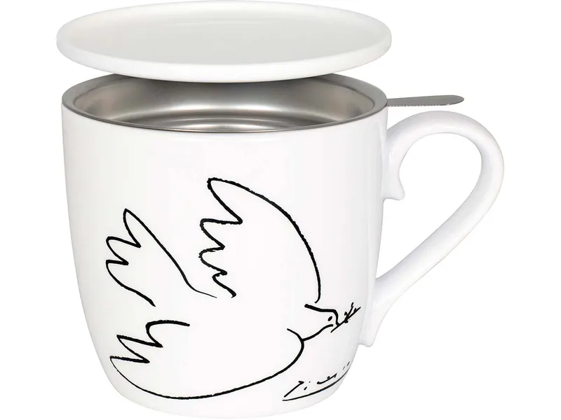 Könitz Könitz Tasse mit Sieb und Deckel "Picasso la Colombe de la Paix" 100 ml aus Porzellan – Produktbild 1 von 1