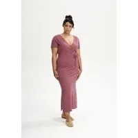 MELA V-Neck Kleid lang Style SHREOSHI | von MELA | Fairtrade & GOTS zertifiziert, Marmelade melange, – Produktbild 1 von 1