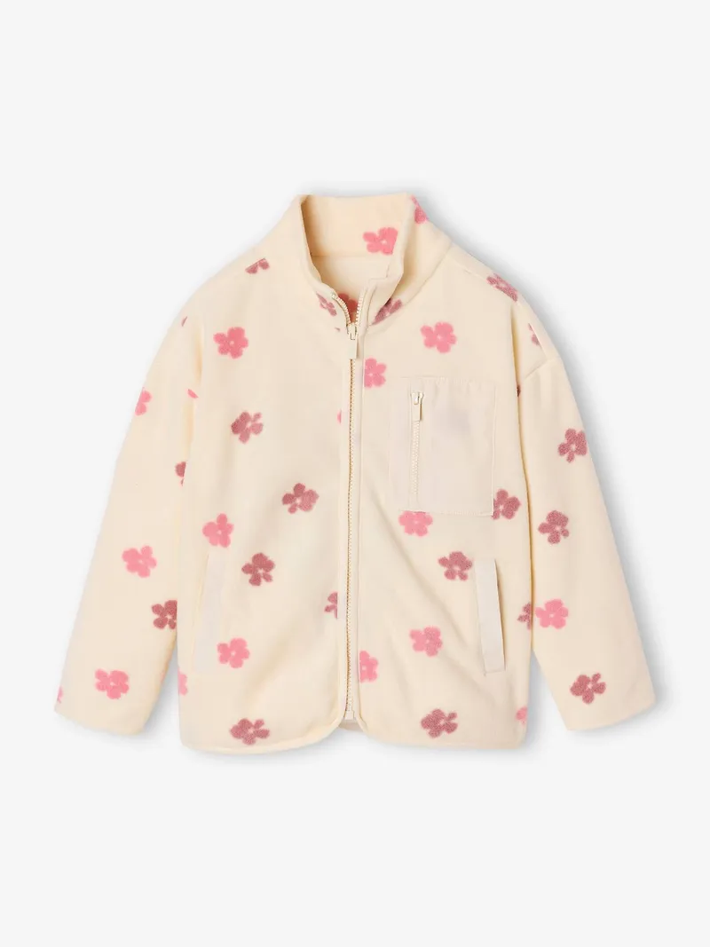 Vertbaudet Vertbaudet Bedruckte Fleecejacke mit Reißverschluss Mädchen, Vanille, – Produktbild 3 von 4