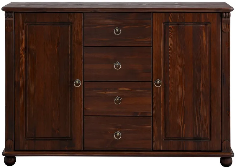 OTTO home Kombikommode Tessin, Buffetunterschrank, klassischer Landhausstil, aus massiver, FSC®-zertifizierter Kiefer, 128cm breit, Braun, – Produktbild 4 von 5