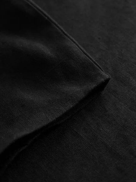 KnowledgeCotton Apparel KnowledgeCotton Apparel ASTER faltbares Kurzarm-Leinenhemd - Bio-Leinen - GOTS/Vegan, Schwarz black (black jet), – Produktbild 3 von 3